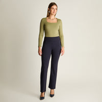 Calza Azul Elasticidad Media Sin Forro Calce Normal Tela Punto