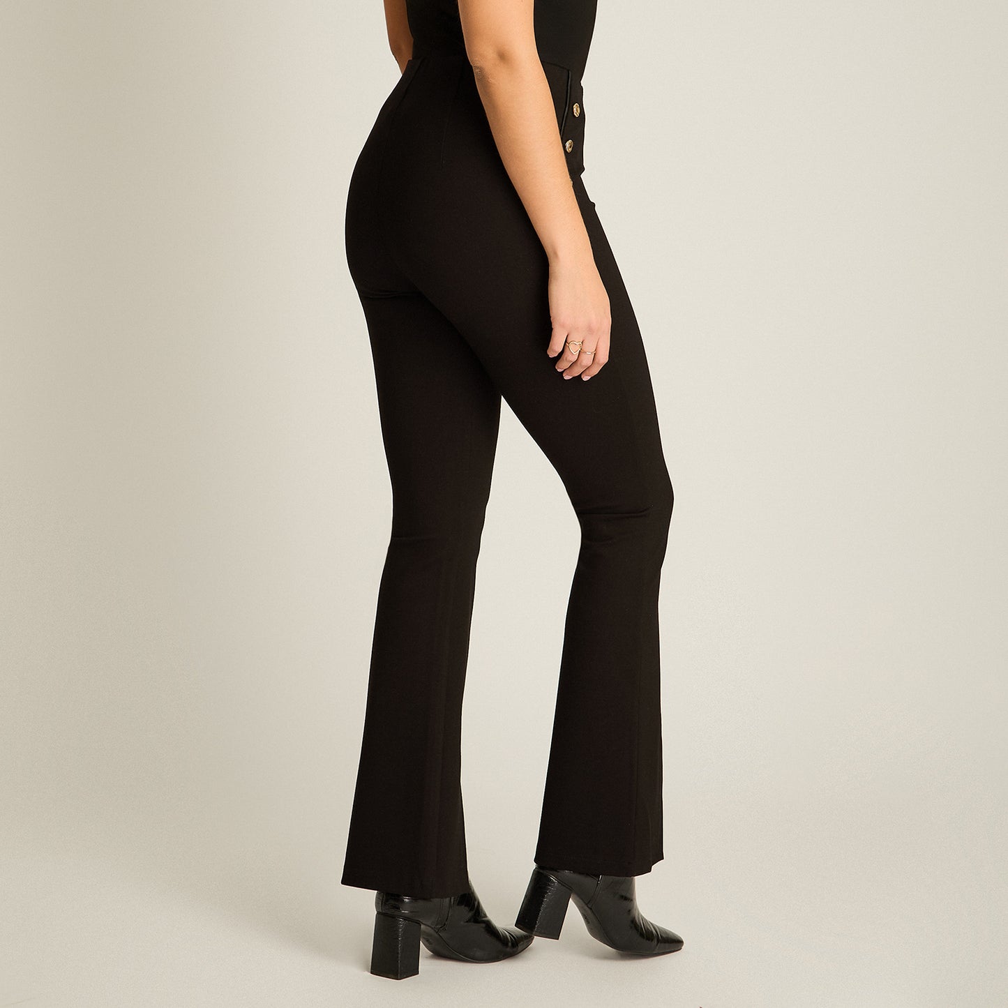 Calza Negro Elasticidad Nula Sin Forro Calce Normal Tela Punto