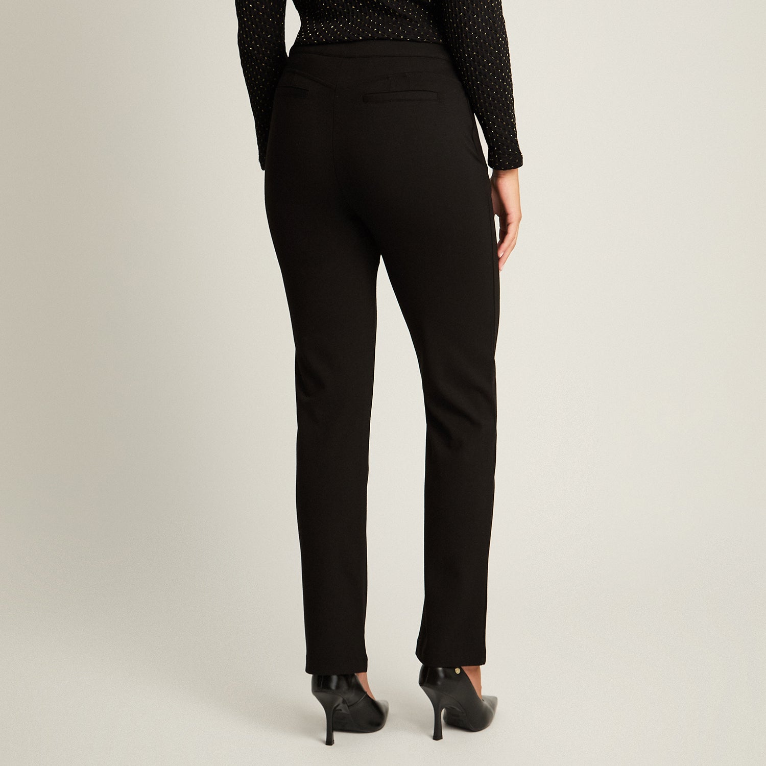 Calza Negro Elasticidad Media Sin Forro Calce Normal Tela Punto