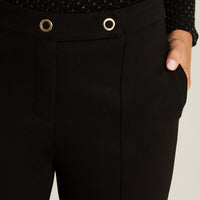 Calza Negro Elasticidad Media Sin Forro Calce Normal Tela Punto