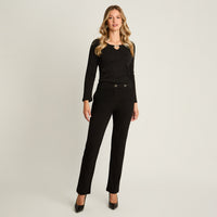 Calza Negro Elasticidad Media Sin Forro Calce Normal Tela Punto