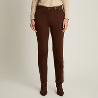 Calza Cafe Elasticidad Media Sin Forro Calce Normal Tela Punto