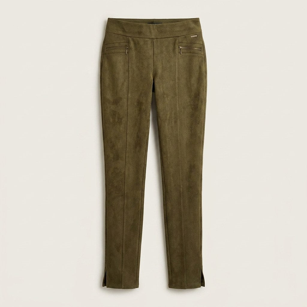 Calza Verde Olive en Suede Slim en plano