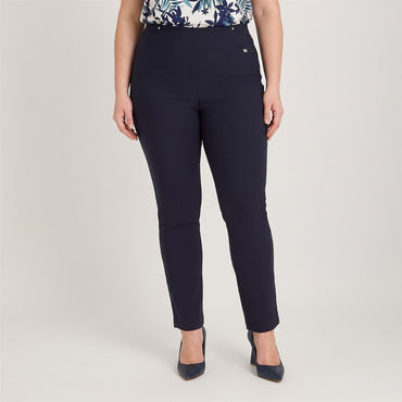 Calza Bengalina Pretina Elasticada Azul en modelo plus size