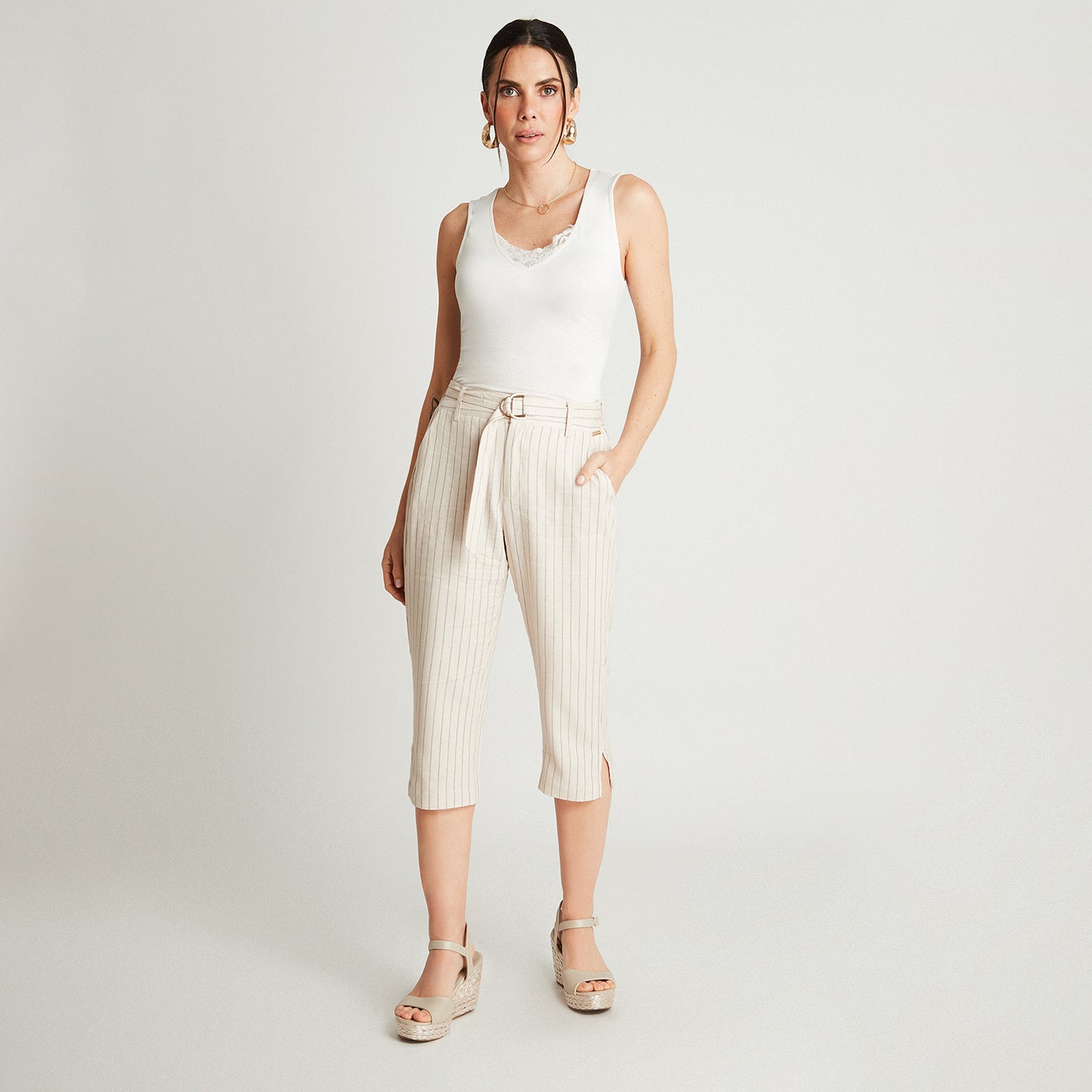 Capri Beige Con Lazo y Bolsillos