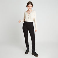 Jeans Calza Negro Con Pretina Alta