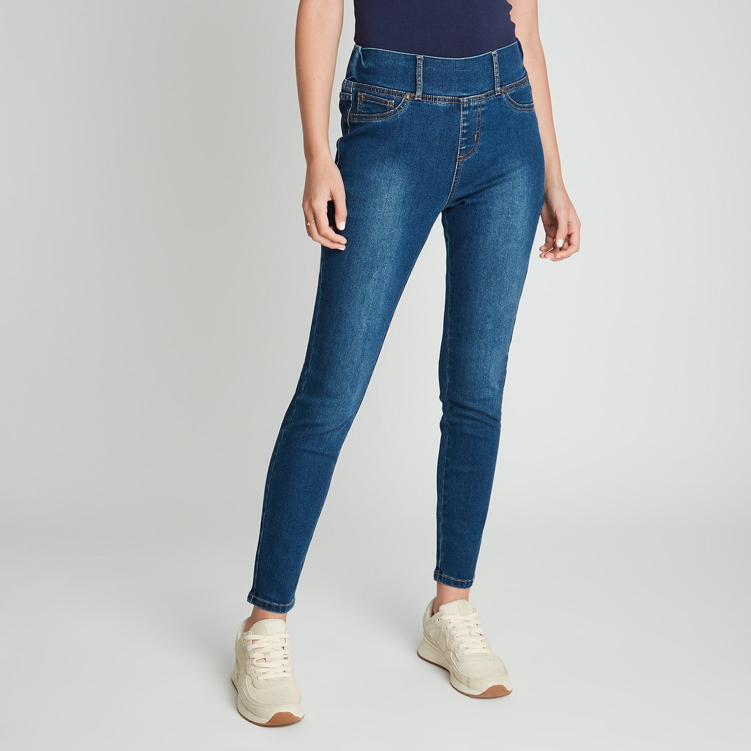 Skinny Jeans Azul Pretina Ancha