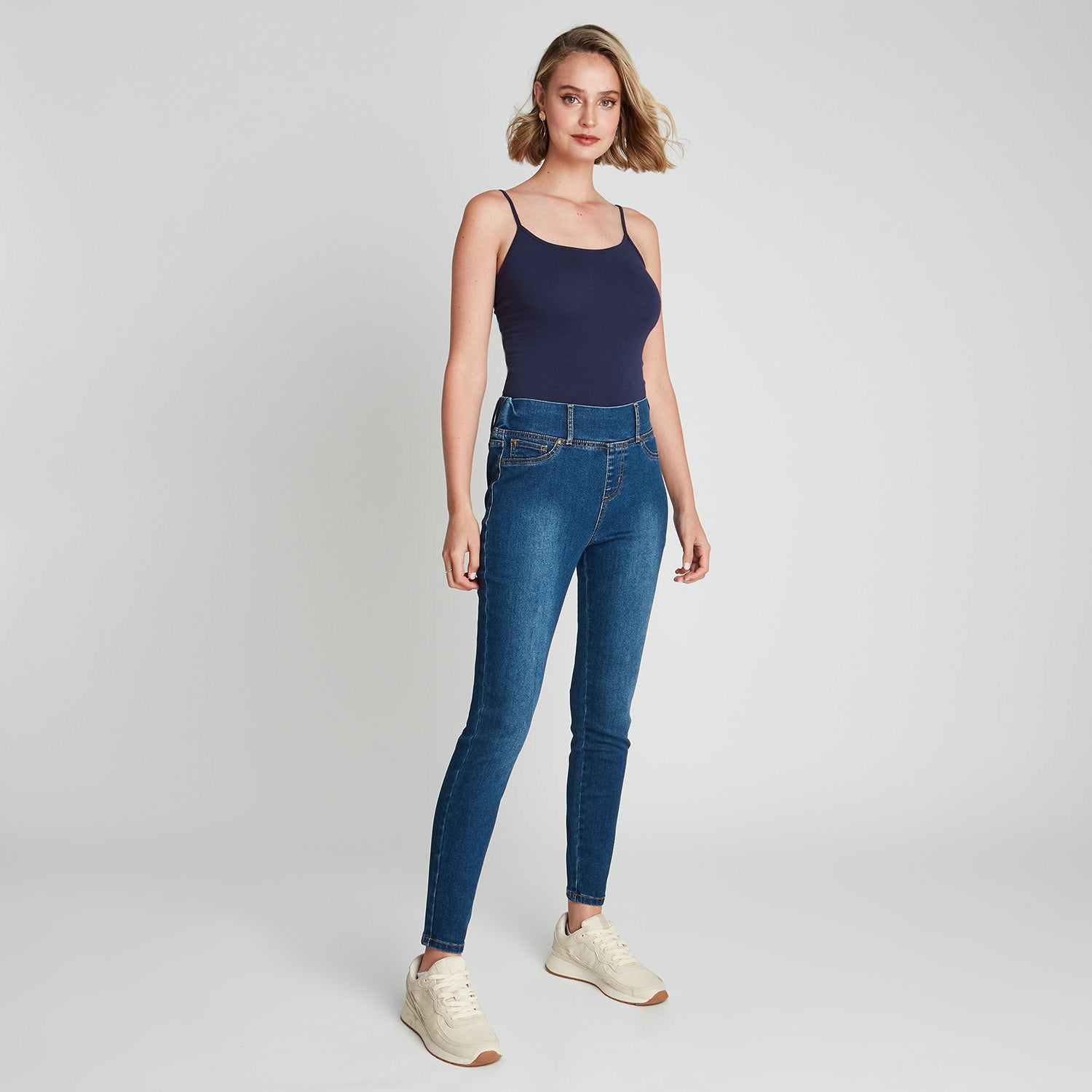 Skinny Jeans Azul Pretina Ancha