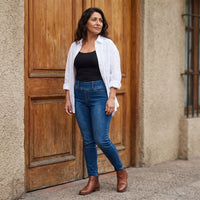 Skinny Jeans Azul Pretina Ancha lifestyle