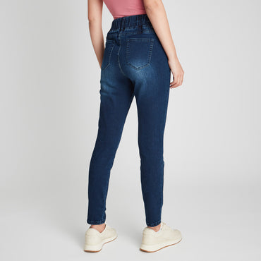 Skinny Jeans Pretina Alta Azul Oscuro