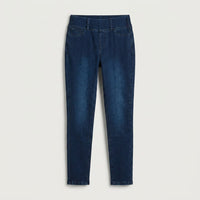 Skinny Jeans Pretina Alta Azul Oscuro en plano
