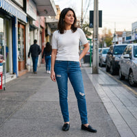 Jeans Skinny Azul 5 Bolsillos Con Roturas lifestyle
