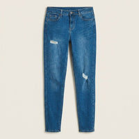 Jeans Skinny Azul 5 Bolsillos Con Roturas en plano