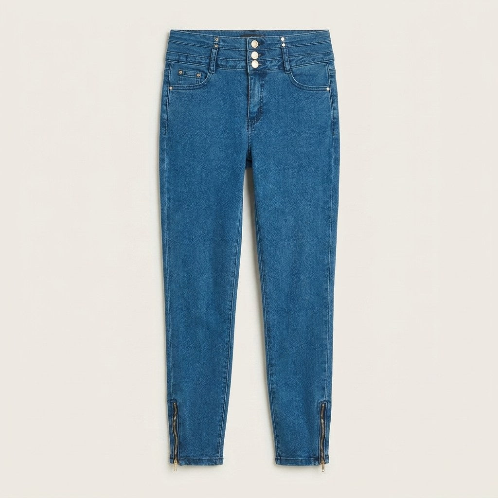Jeans Pitillo Con Pretina Ancha en plano