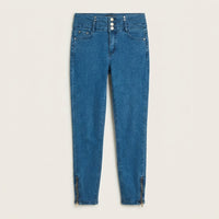 Jeans Pitillo Con Pretina Ancha en plano
