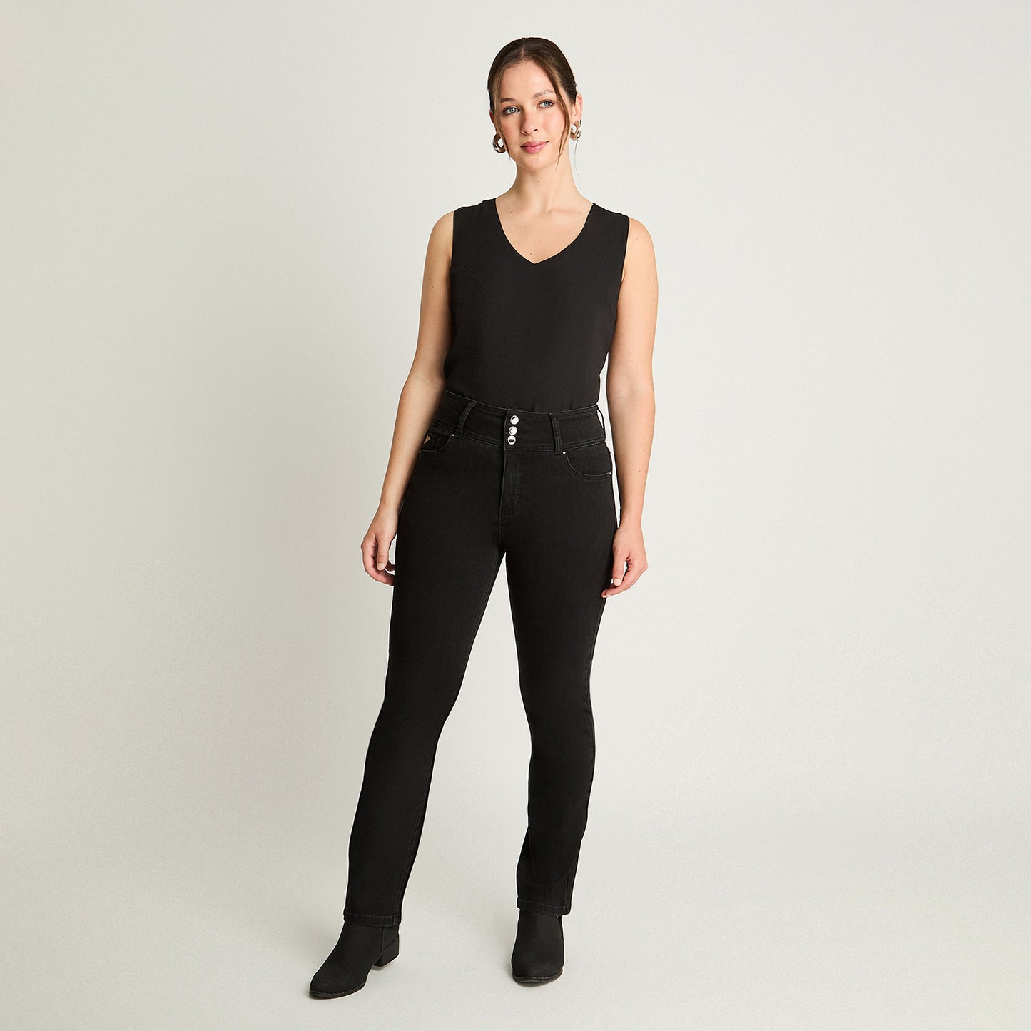 Jeans Straight Negro Lorenzo Di Pontti