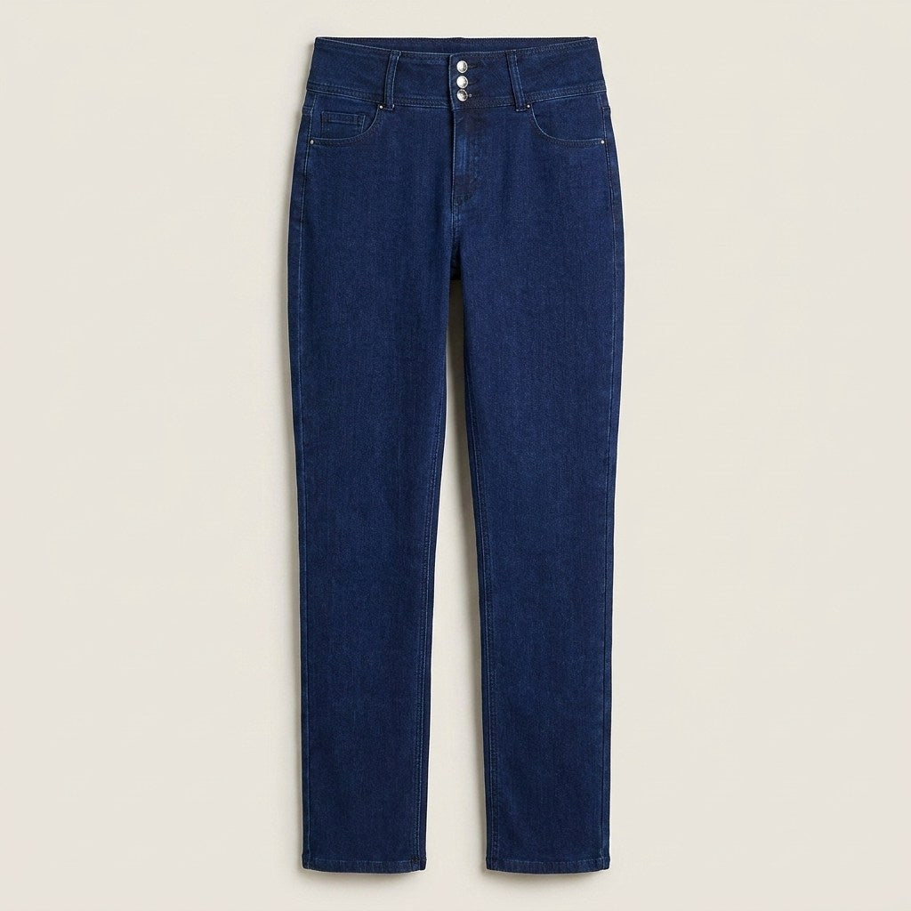 Jeans Straight Azul 3 Botones en plano