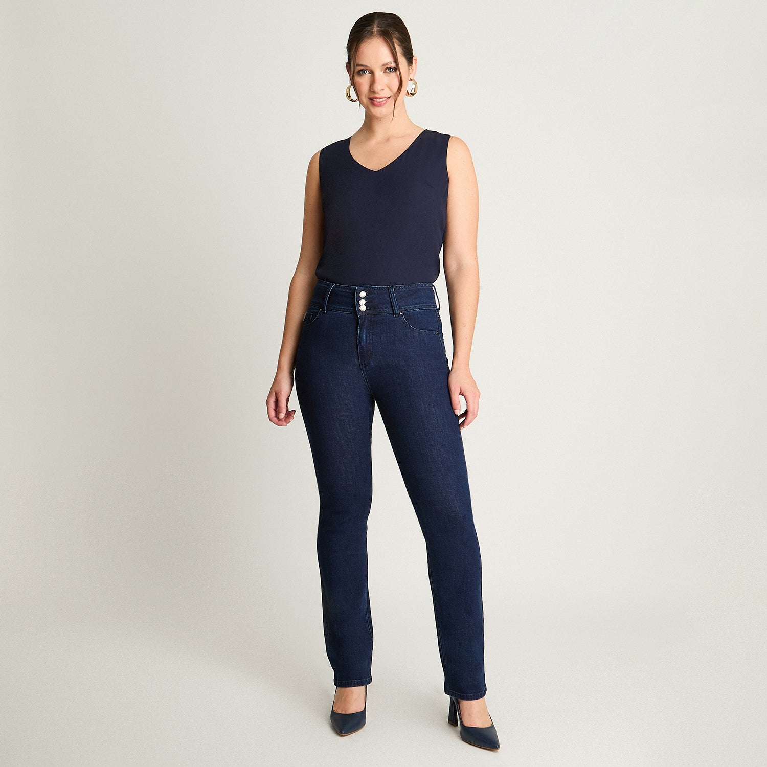 Jeans Straight Azul Marino Lorenzo Di Pontti