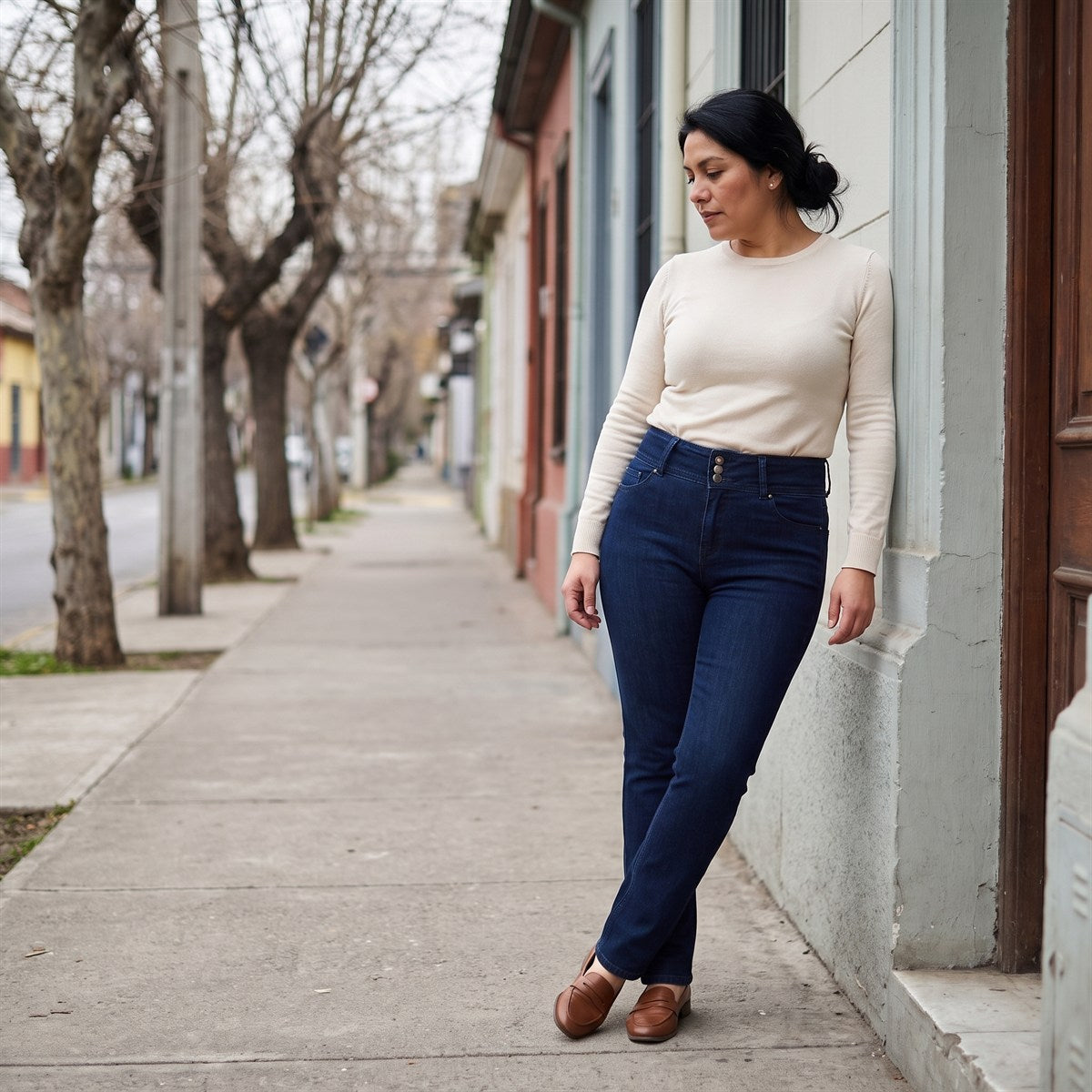 Jeans Straight Azul Marino lifestyle