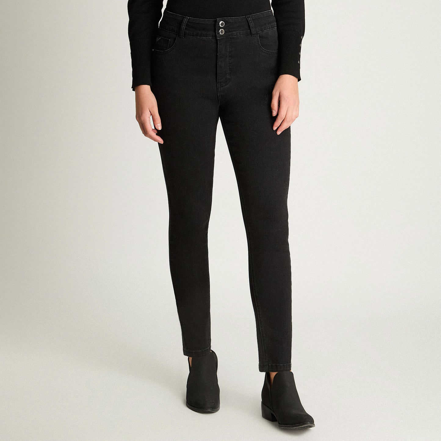 Jeans Skynny Push Up Control De Abdomen Negro Lorenzo Di Pontti