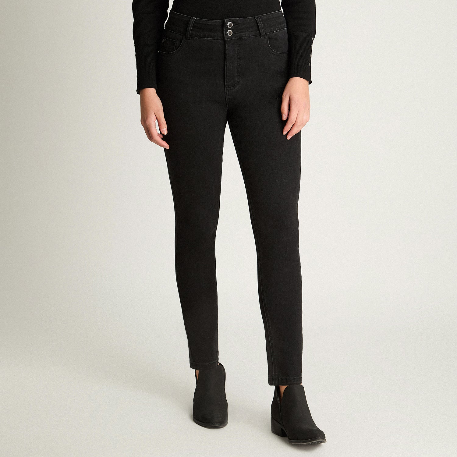 Jeans Skynny Push Up Control De Abdomen Negro Lorenzo Di Pontti