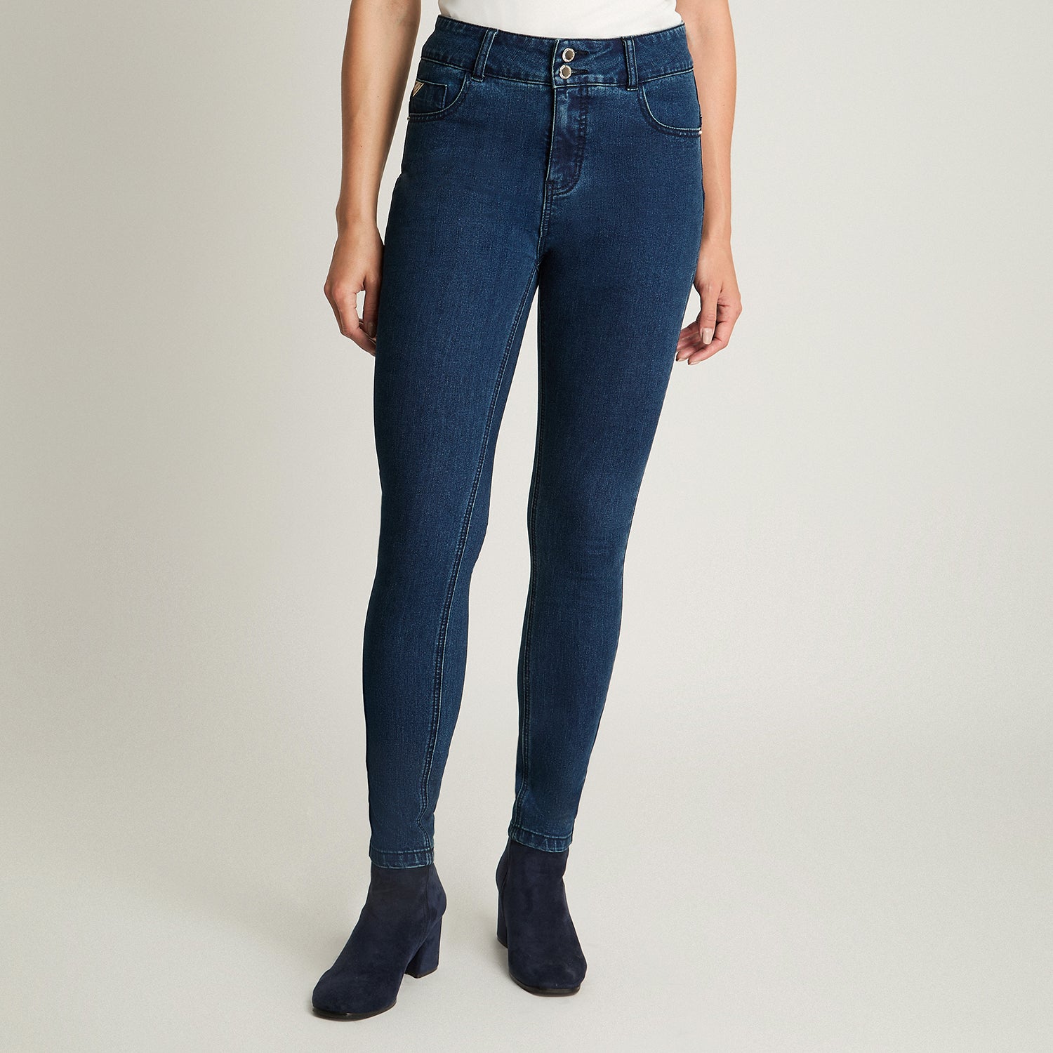 Jeans Skynny Push Up Control De Abdomen Azul Marino Lorenzo Di Pontti