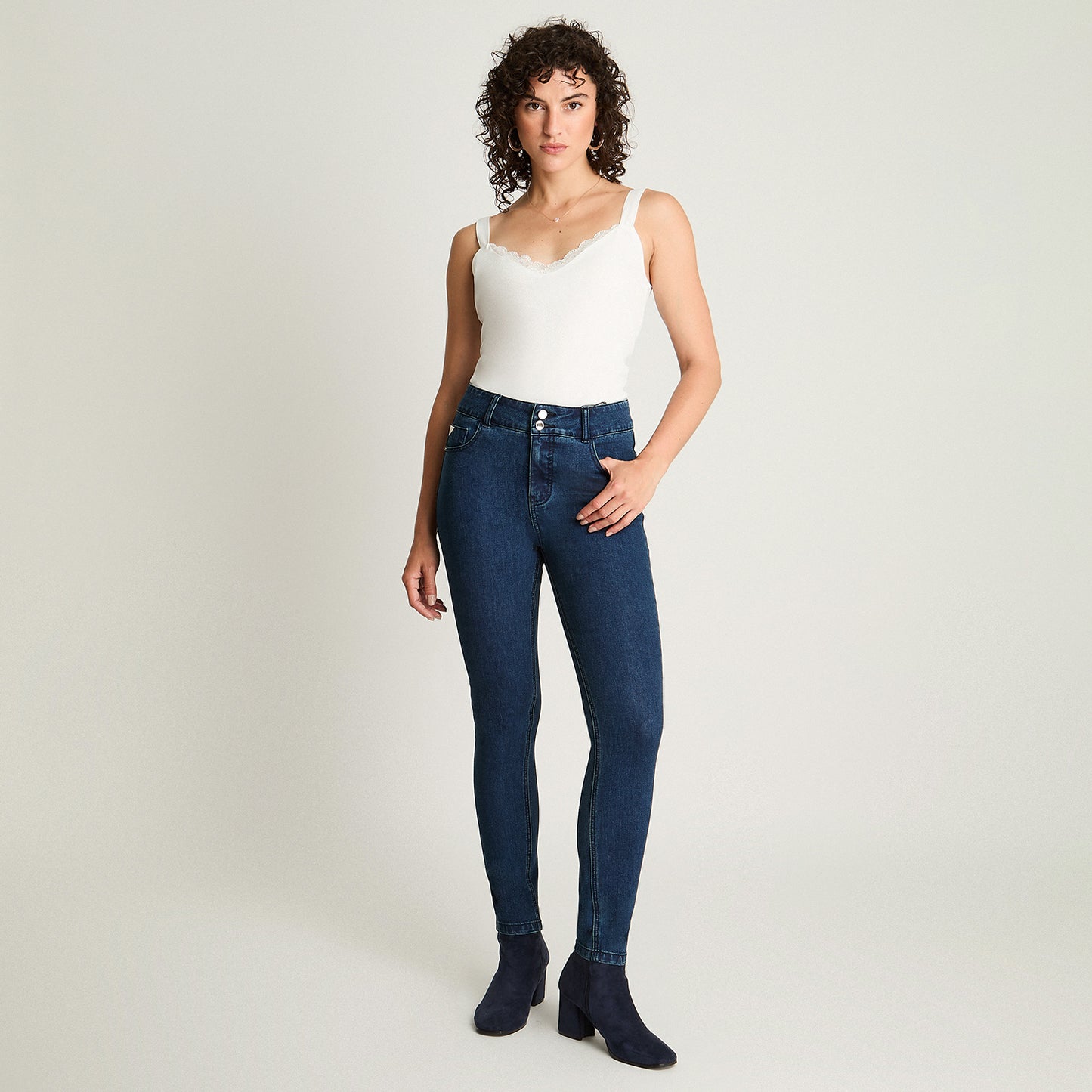 Jeans Skynny Push Up Control De Abdomen Azul Marino Lorenzo Di Pontti