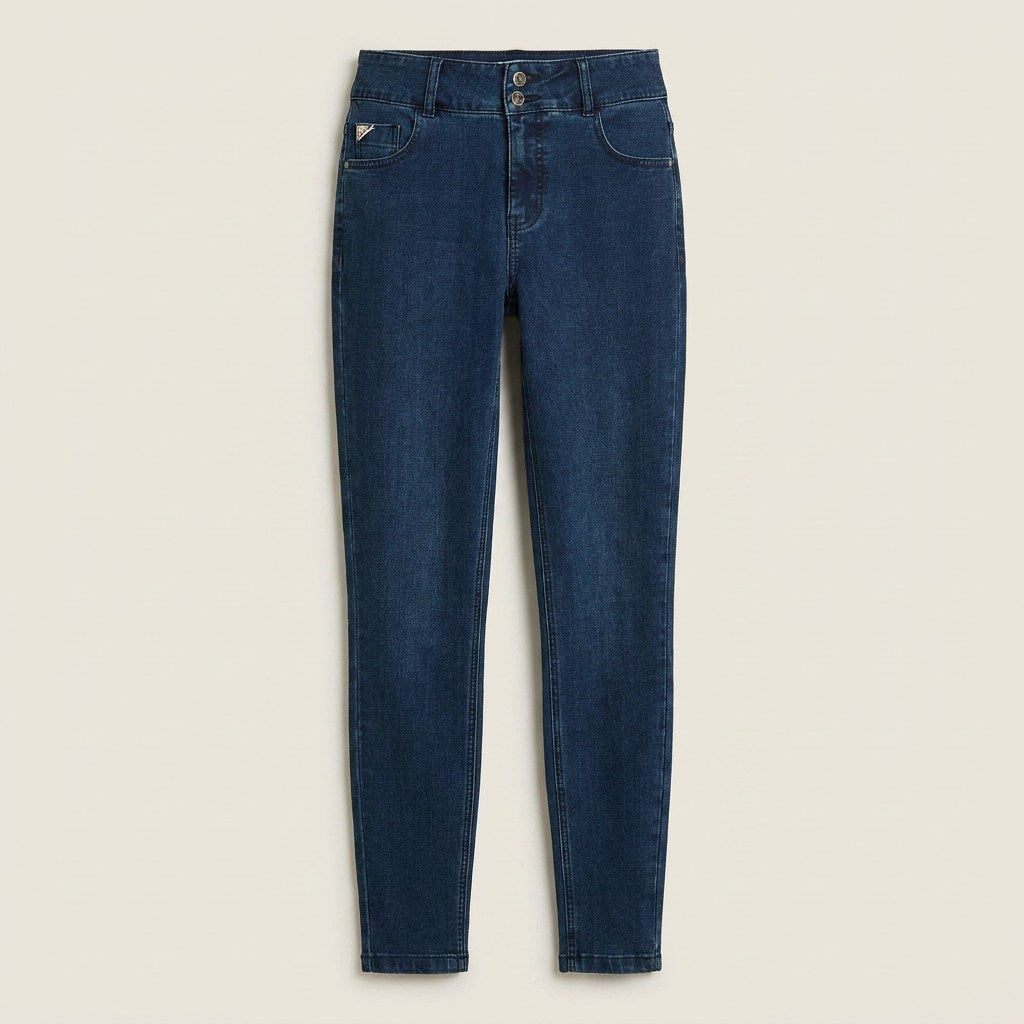 Jeans Skynny Push Up Control De Abdomen Azul Marino en plano