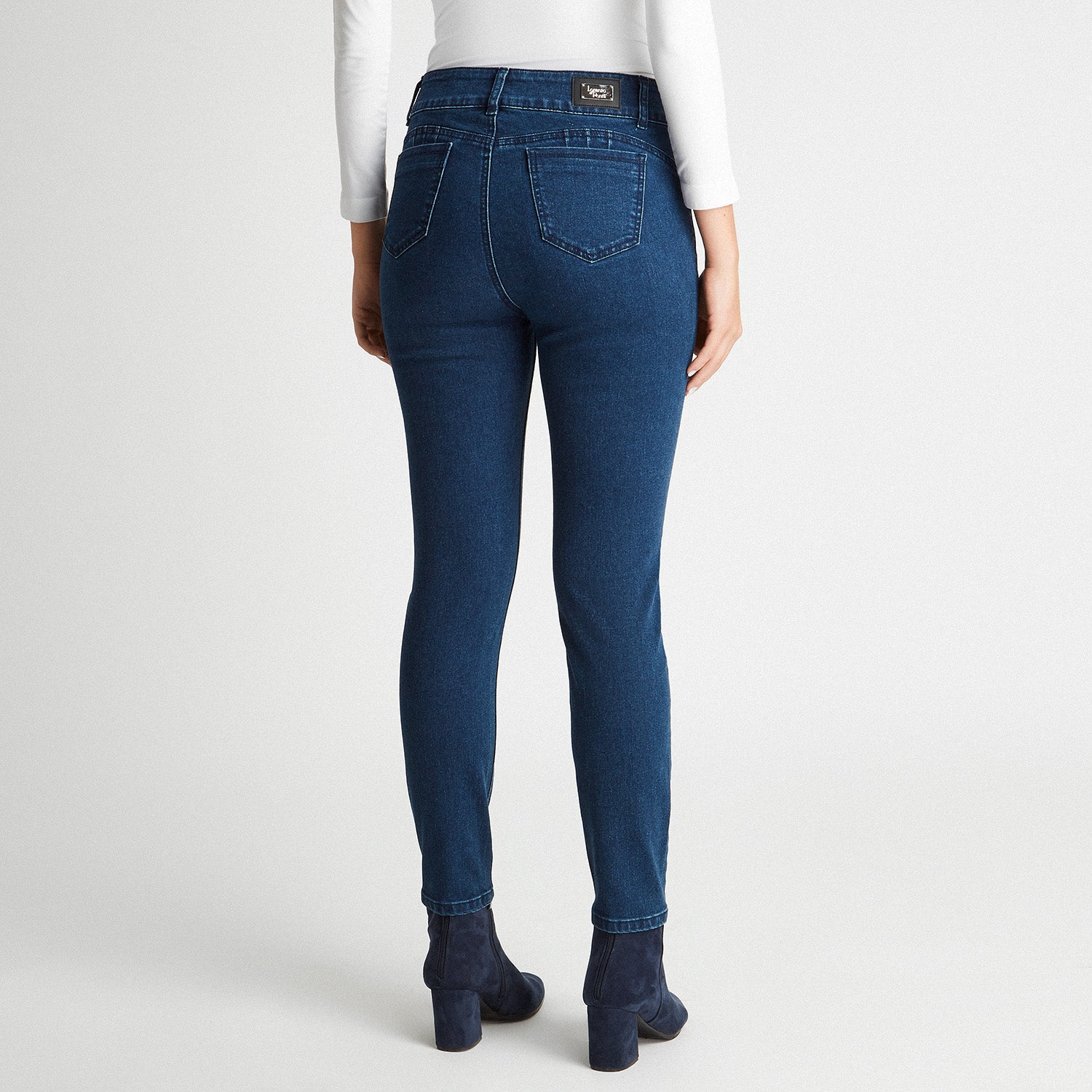 Skinny Jeans Con Push Up Azul Oscuro