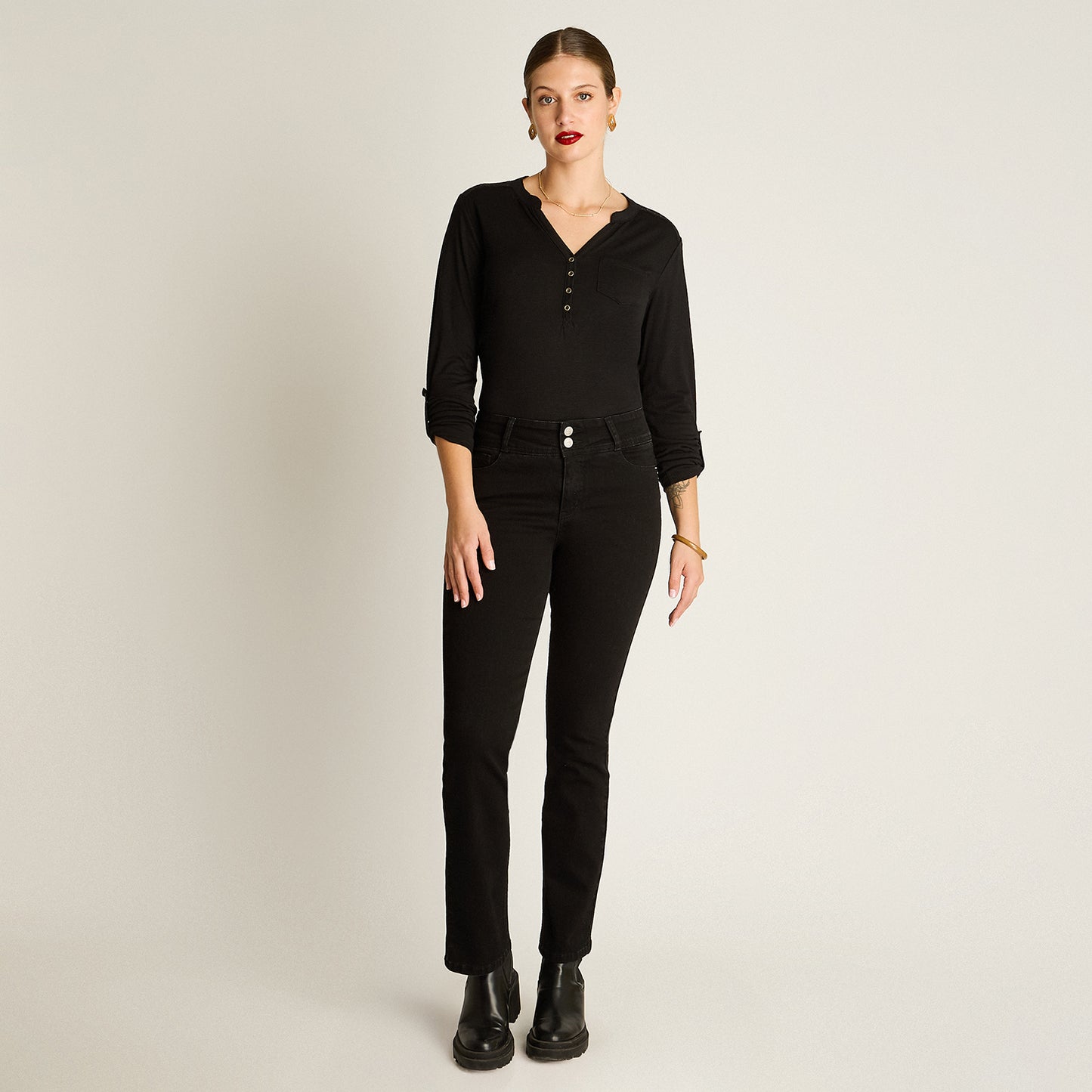 Jeans Gris Oscuro Recto Push Up - Lorenzo di Pontti