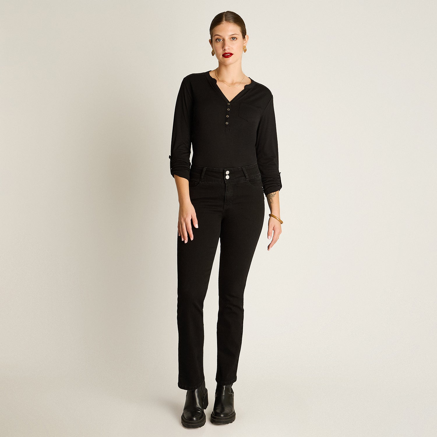 Jeans Gris Oscuro Recto Push Up - Lorenzo di Pontti