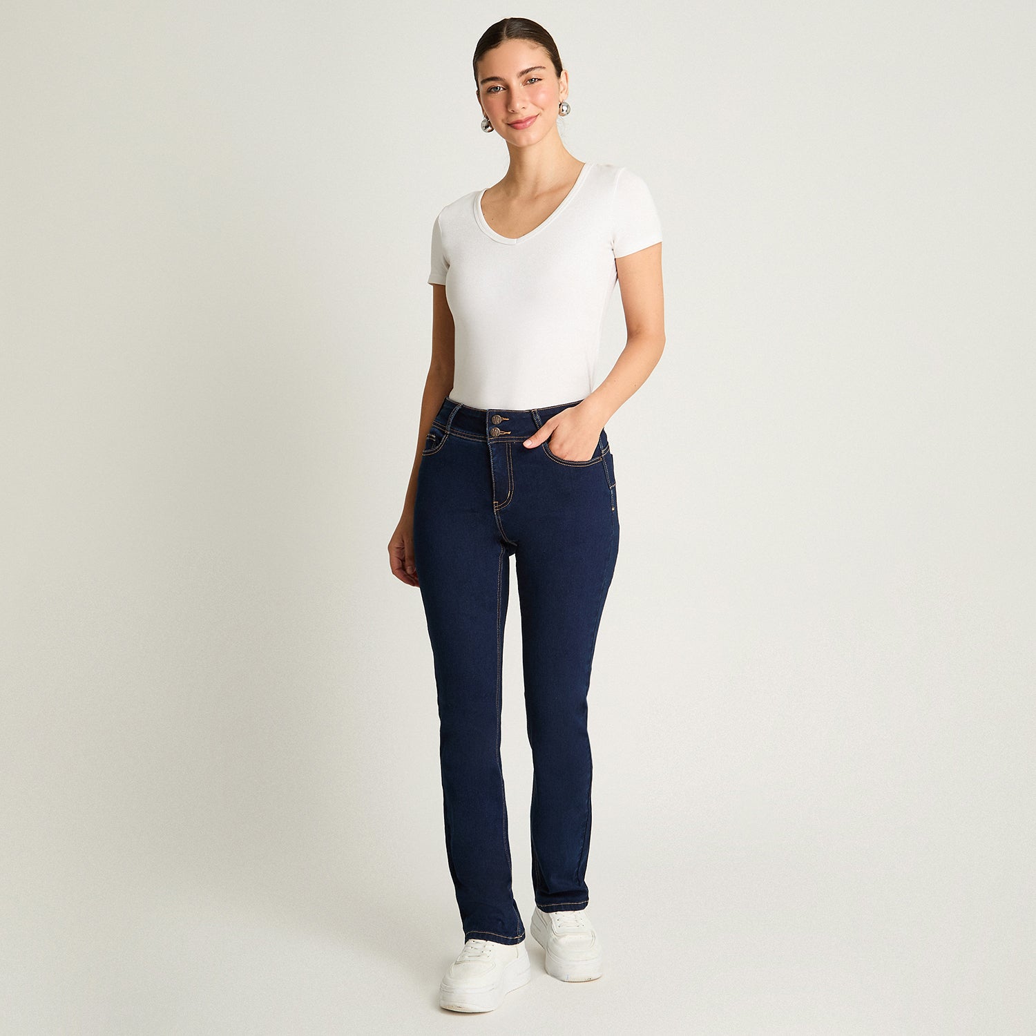 Jeans Recto 5 Bolsillos Push Up Azul Marino Weekend