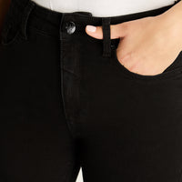 Jeans Recto 5 Bolsillos Tiro Alto Negro