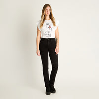 Jeans Recto 5 Bolsillos Tiro Alto Negro