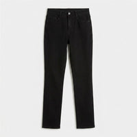 Jeans Recto 5 Bolsillos Tiro Alto Negro en plano