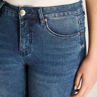 Jeans Recto 5 Bolsillos Tiro Alto Azul