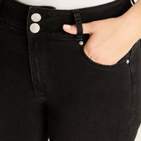 Jeans Slim 5 Bolsillos Pretina Dos Botones Push Up Negro