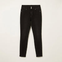 Jeans Slim 5 Bolsillos Pretina Dos Botones Push Up Negro en plano