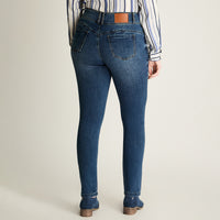 Jeans Slim 5 Bolsillos Pretina Dos Botones Push Up Azul