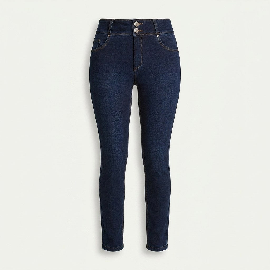 Jeans Slim Push Up Azul Marino en plano