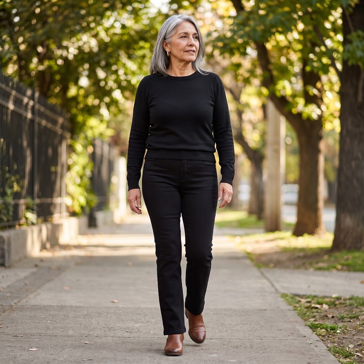 Jeans Recto Negro Push Up de Cinco Bolsillos lifestyle