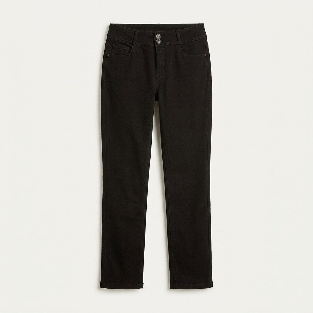 Jeans Recto Negro Push Up de Cinco Bolsillos en plano