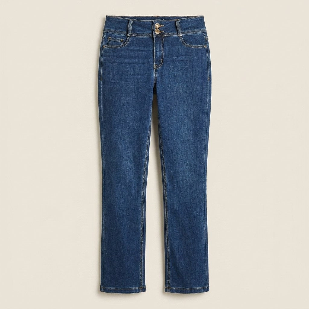 Jeans Recto Azul Medio Push Up de Cinco Bolsillos en plano