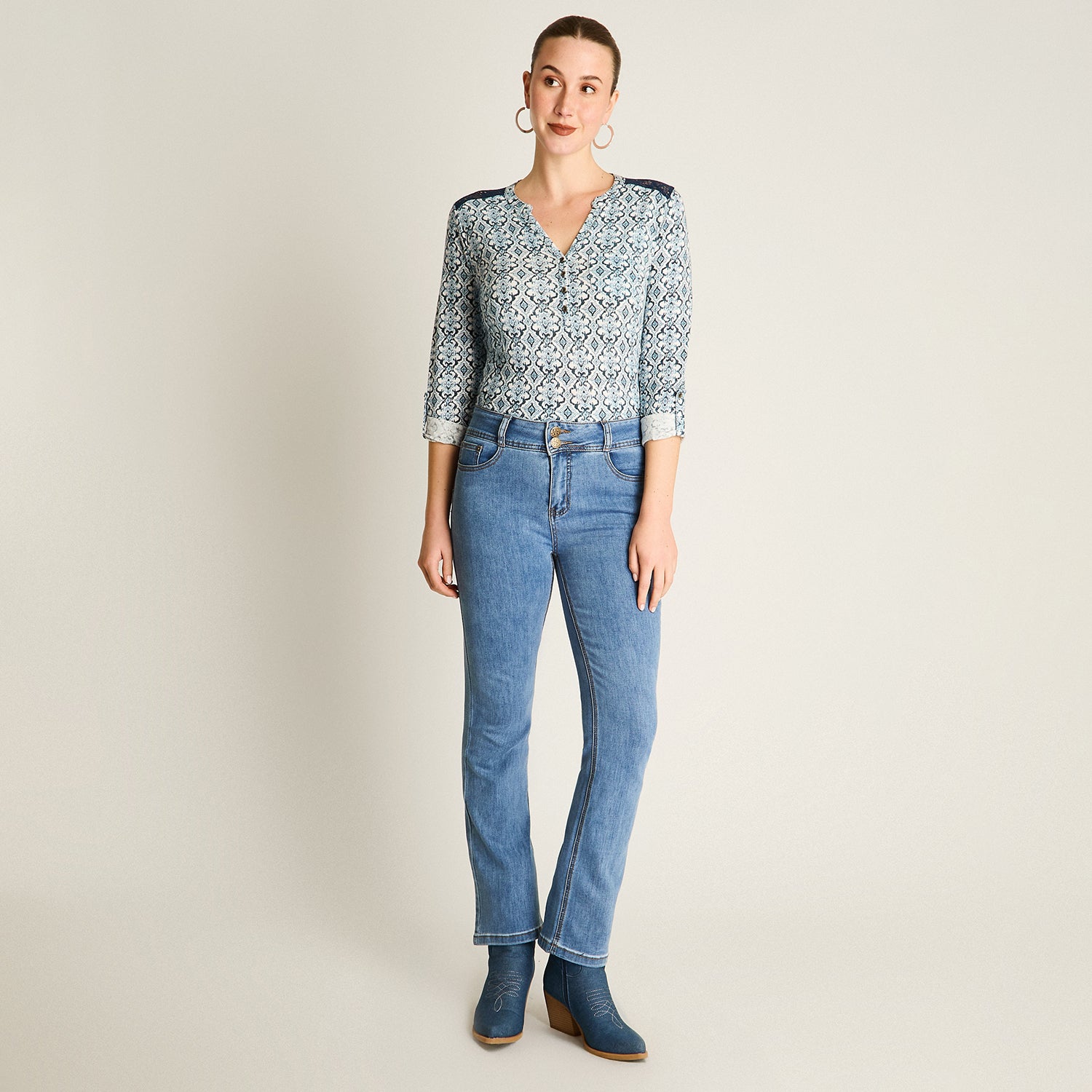 Jeans Celeste Recto Push Up - Lorenzo di Pontti