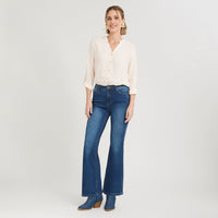 Jeans Flare 5 Bolsillos Azul Medio