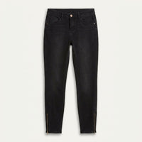 Jeans skinny negro con cierre en basta | Acuarela en plano