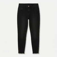 Jeans skinny negro con cierre en basta | Acuarela en plano