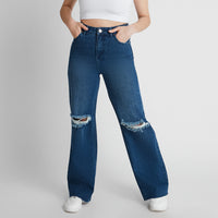 Jeans 5 bolsillos con destroyed en rodillas | Acuarela