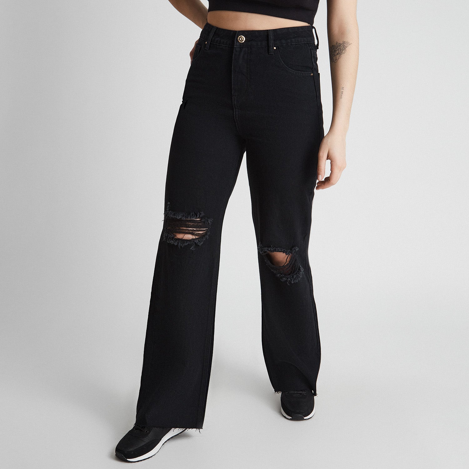 Jeans Negro 5 bolsillos destroyed - Lorenzo di Pontti