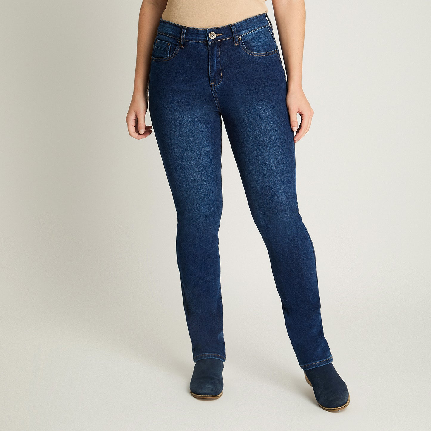 Jeans Recto 1 Boton Azul Curvi